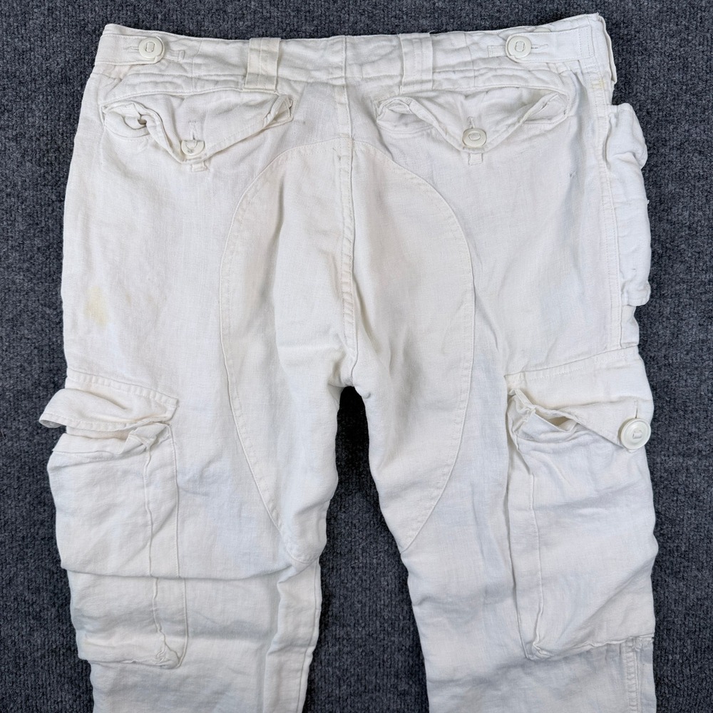 VTG Polo Ralph Lauren Paratrooper Cargo Pants Mens 34x32 White Linen Military